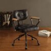 Hallie - Top Grain Leather Office Chair - Vintage Black - Image 2
