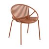 Contemporary Patio Dining Chairs (Set of 2) Stackable Outdoor Chairs With Breathable Plastic Backrest, Metal Legs - Orange - Image 11