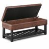 Cosmopolitan - Storage Ottoman Bench With Open Bottom - Distressed Saddle Brown - Image 3