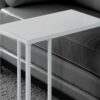 Accent Table, C - Shaped, Tempered Glass, Contemporary & Modern - White - Image 2