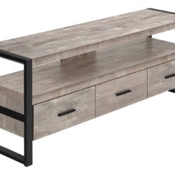 TV Stand, Console, Media Entertainment Center, Storage Drawers, Elegant Design - Taupe