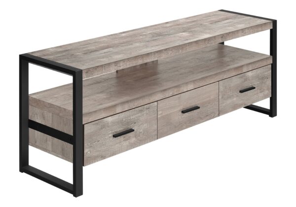TV Stand, Console, Media Entertainment Center, Storage Drawers, Elegant Design - Taupe
