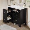 Bathroom Vanity With Ceramic Sink, Flip Out Drawer Design For Plumbing, Soft Close Drawers - Black - Image 4