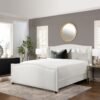 Carmen - King Upholstered Wingback Panel Bed Frame - Antique White - Image 10