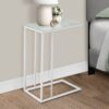 Accent Table, C - Shaped, Tempered Glass, Contemporary & Modern - White - Image 3