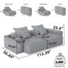 Modern Oversized Modular Sectional Sofa With 2 Chaise Lounge And 2 Armrest, Sparkling Chenille Fabric Soft Cushion Sofa With 4 Pillows, 4 Pieces Diy Combination Tufted Sofa, No Assembly Required - Blue - Image 7