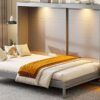 Queen Size Murphy Wall Bed Modern Design With LED Lights - Gray - Image 21