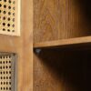 Retro 4 Door Sideboard With Large Storage Space, Artificial Rattan Doors - Transparent Glass - Antique Brown - Image 13