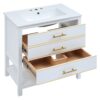 Modern Bathroom Vanity Cabinet, Combo With Open Storage, Two Drawers - White - Image 10