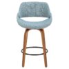 Fabrico - Mid-Century Modern Counter Stool - Walnut / Blue - Image 5