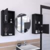 Wall Mounted Bathroom Medicine Cabinet Eak Two Doors, Two Shelves - Black - Image 2