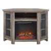 Classic Glass Door Fireplace TV Stand For TVs Up To 55" - White Oak - Image 2
