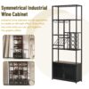 82.7" Industrial Standing Wine Rack With Glass Rack Tall Freestanding Floor Bar Cabinet - Walnut / Black - Image 6