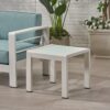 Contemporary Cape Coral Side Table With Tempered Glass Top - White - Image 4