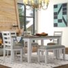 Rustic Style 6 Piece Dining Room Table Set With 4 Upholstered Chairs & A Bench - Brown / Whitewash - Image 3