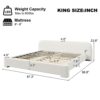 King Size Cozy Bouce Upholstered Bed Dreamy Addition To Your Bedroom, Boucle Fabric - White - Image 7
