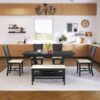 Topmax - 6 Piece Wood Half Round Dining Table Set Kitchen Table Set With Long Bench And 4 Dining Chairs, Modern Style - Gray - Image 3