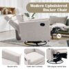 Modern Upholstered Rocker Nursery Chair Plush Seating Glider Swivel Recliner Chair - Tan - Image 3