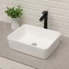 19" 5" Bathroom Sink Combo Rectangular Vessel Vanity Set With Faucet Drop In Ready Ceramic Basin - White / Black - Image 2