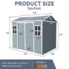 Resin Outdoor Storage Shed Waterproof Shed With Floor & Two Windows & Lockable Door, Tool Shed For Garden, Patio, Backyard - Gray - Image 5
