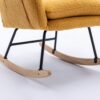 35.5" Rocking Chair With Pocket, Soft Teddy Fabric Rocking Chair For Nursery, Comfy Wingback Glider Rocker With Safe Solid Wood Base For Living Room Bedroom Balcony - Turmeric - Image 11