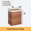 Laundry Hamper With Lid PE Rattan Powder Coating Frame Clothes Hampers With 2 Removable Bags, 100L - Brown - Image 3