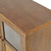 Retro 4 Door Sideboard With Large Storage Space, Artificial Rattan Doors - Transparent Glass - Antique Brown - Image 11