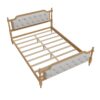 Traditional Style Solid Bed Frame With Upholstered Tufted Headboard, No Box Spring Needed, Queen Size - Antique Walnut - Image 8