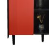 Modern Sideboard Buffet Cabinet With Doors And Unique Panel Styling - Black / Red - Image 21