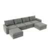 Chenille Modular Sectional Sofa, U Shaped Reversible Couch, Free Combination, 6 Seat Sleeper Sofa Bed With Ottoman, Convertible Oversized Indoor Furniture - Gray - Image 5