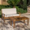 Peyton - Outdoor Loveseat And Coffee Table Set With Water Resistant Cushions - Teak - Image 4