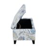 Luxury Storage Ottoman With Floral Patterned Fabric, Soft Close Hinges, Functional Footrest & Seat - Blue Flower / Blue Multi - Image 6