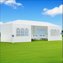 10X30' Outdoor Garden Gazebo Wedding Party Tent Canopy Marquee With 8 Removable Sidewalls - White