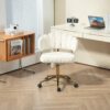 Modern Home Office Desk Chair With Wheels, Swivel, Height Adjustable - Beige - Image 4