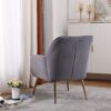 Modern Mid-Century Chair Velvet Sherpa Armchair For Living Room Bedroom Office - Gray - Image 5