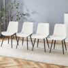 Modern Minimalist Dining Chair Set Extended Seat Cushion, Leather, Metal Legs, 4 Pieces - White / Dark Gray - Image 4