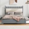 Queen Size Storage Platform Bed With 2 Big Drawers Twin Size Trundle - Gray - Image 11