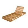 Premium Acacia Wood Lounge Chaise Set With Water Resistant Cushions, Adjustable Recline - Cream / Teak - Image 16