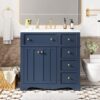 Bathroom Vanity With Resin Sink Combo, Frame Bathroom Storage Cabinet, Freestanding Vanity Set With 3 Drawers & Adjustable Shelf - Blue - Image 3