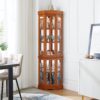 Corner Curio Cabinet With 5 Shelves And Lighting System (E26 Light Bulb Not Included) - Oak - Image 3