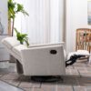 Modern Upholstered Rocker Nursery Chair Plush Seating Glider Swivel Recliner Chair - Tan - Image 6