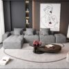 Modern Oversized Modular Sectional Sofa, Sparkling Chenille Fabric Soft Cushion Sofa With 6 Pillows, 6 Pieces Diy Combination Tufted Sofa, No Assembly Required - Gray - Image 13