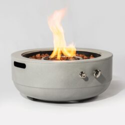 23" Propane Gas Fire Pit Bowl, 40000 Btu Round Steel Fire Pit For Outside Patio Deck Garden Backyard - Gray