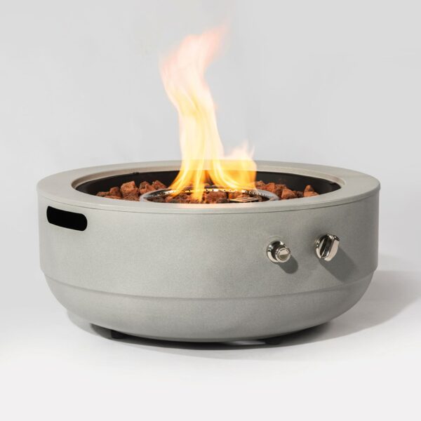 23" Propane Gas Fire Pit Bowl, 40000 Btu Round Steel Fire Pit For Outside Patio Deck Garden Backyard - Gray