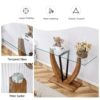 Modern Minimalist Rectangular Glass Table With Tempered Glass Top And Wood Grain Legs For Entrance And Living Room - Transparent - Image 3
