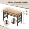Adjustable Height Workbench, Rubber Wood Top Heavy Duty Workstation With Power Outlets, 2000 Lbs Load Capacity Hardwood Worktable For Workshop, Garage, Office, Home, Commercial - Black - Image 7