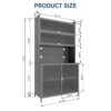 Tall Kitchen Pantry Cabinet With Flip Doors And Pegboard, Anti Tip Steel Storage Hutch - Black - Image 2