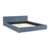Modern Queen Size Upholstered Bed Frame With Pleated Chenille Fabric And Headboard, No Box Spring Needed - Blue - Image 9