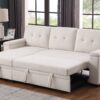 Lucca II - Woven Fabric Reversible Sleeper Sectional Sofa With Storage Chaise and Pocket Coil Seating - Beige - Image 8