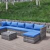 Patio Sofa With Cushions - Blue / Gray - Image 10